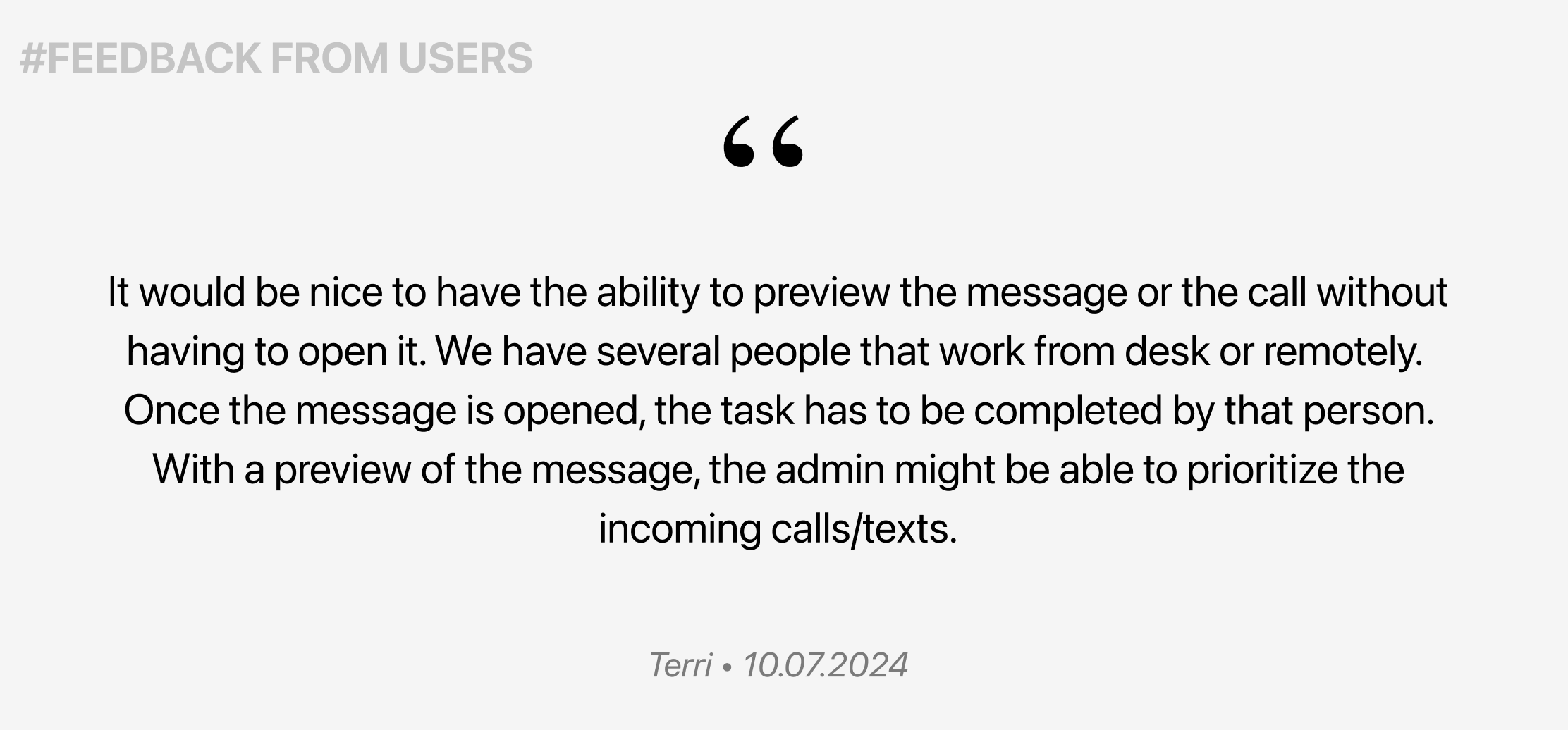 User feedback — Terri